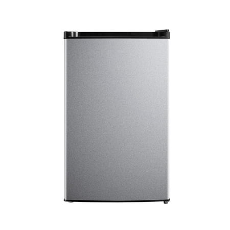 Mainstays 4.4 Cu Ft Compact Refrigerator, Stainless Steel Look, Single Door Mini Fridge with Freezer Compartment, Ideal for Apartment, Dorm & Office