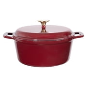 Mainstays 4.75 qt Enameled Cast Iron Dutch Oven with Lid, Merlot Red