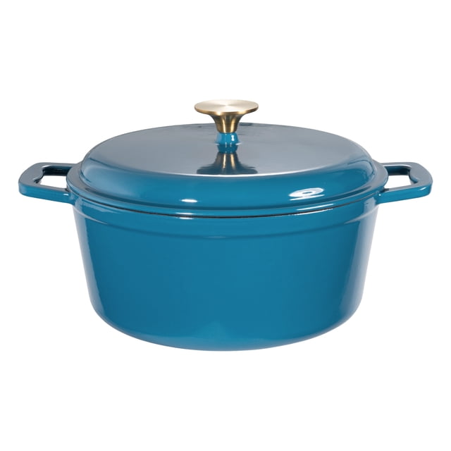Mainstays 4.75 Quart Enameled Cookware Cast Iron Dutch Oven, Corsair Blue