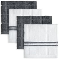 Mainstays 100% Cotton Striped Dishcloths, 4 Pieces, 12 in x 12 in, Gray and White