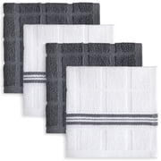 Mainstays Cotton Striped Dishcloths 4-Pack Gray and White 12x12 Inch