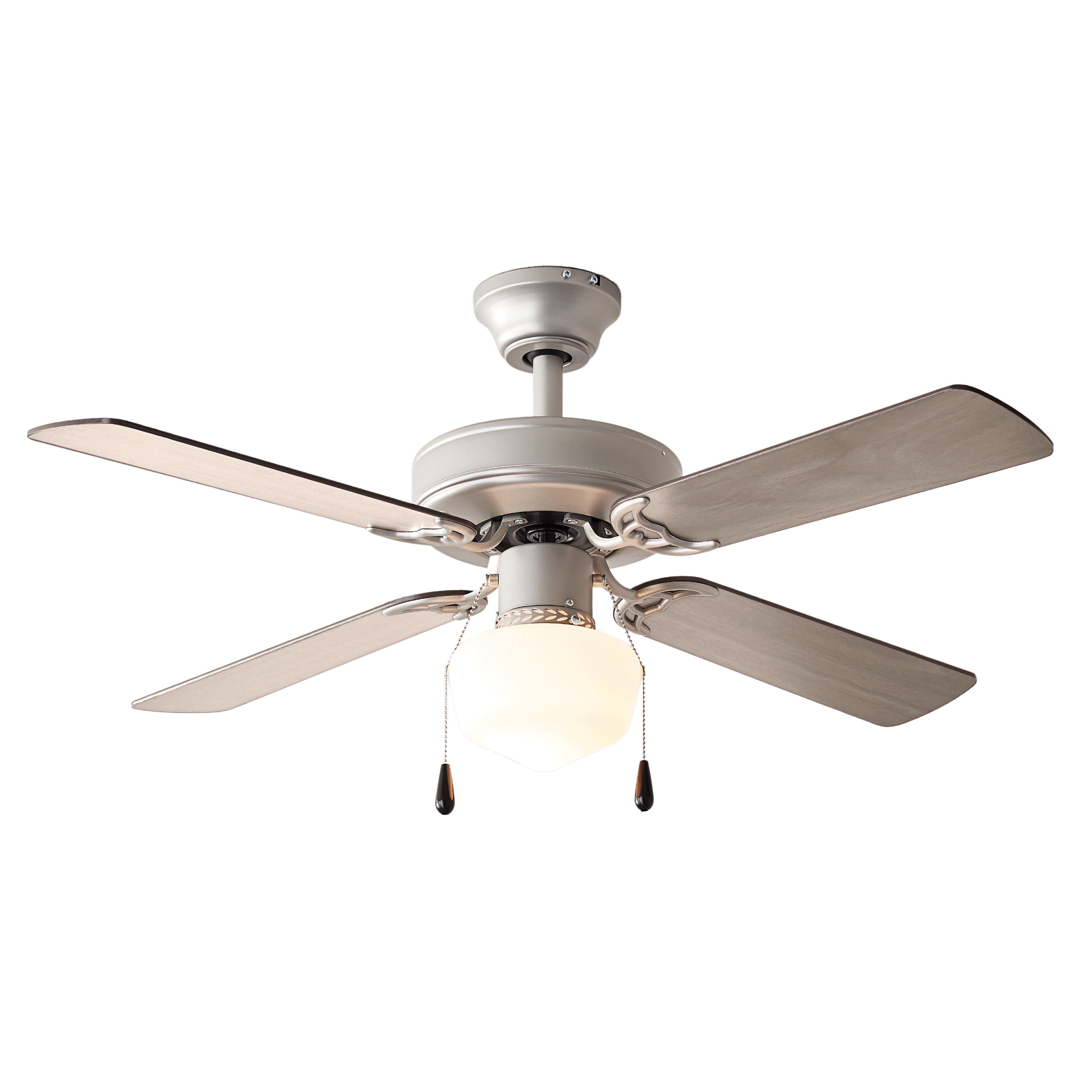Mainstays 42 inch Downrod Ceiling Fan with Light Kit, Satin Nickel, 4 Blades, Reverse Airflow