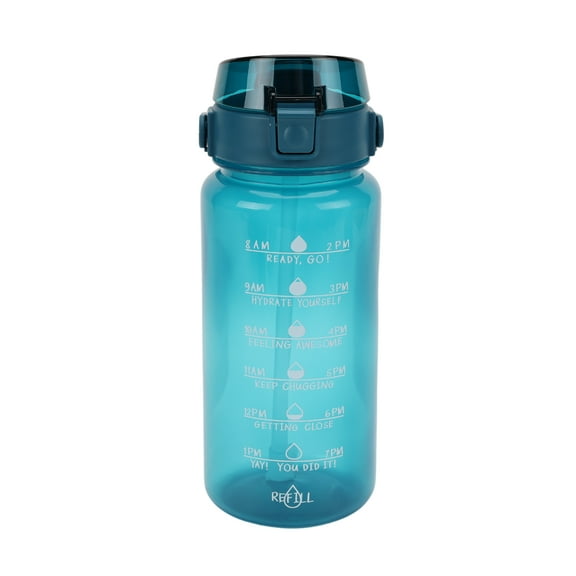 Mainstays 48 oz Blue Plastic Water Bottle with Handle and Built-In Phone Holder