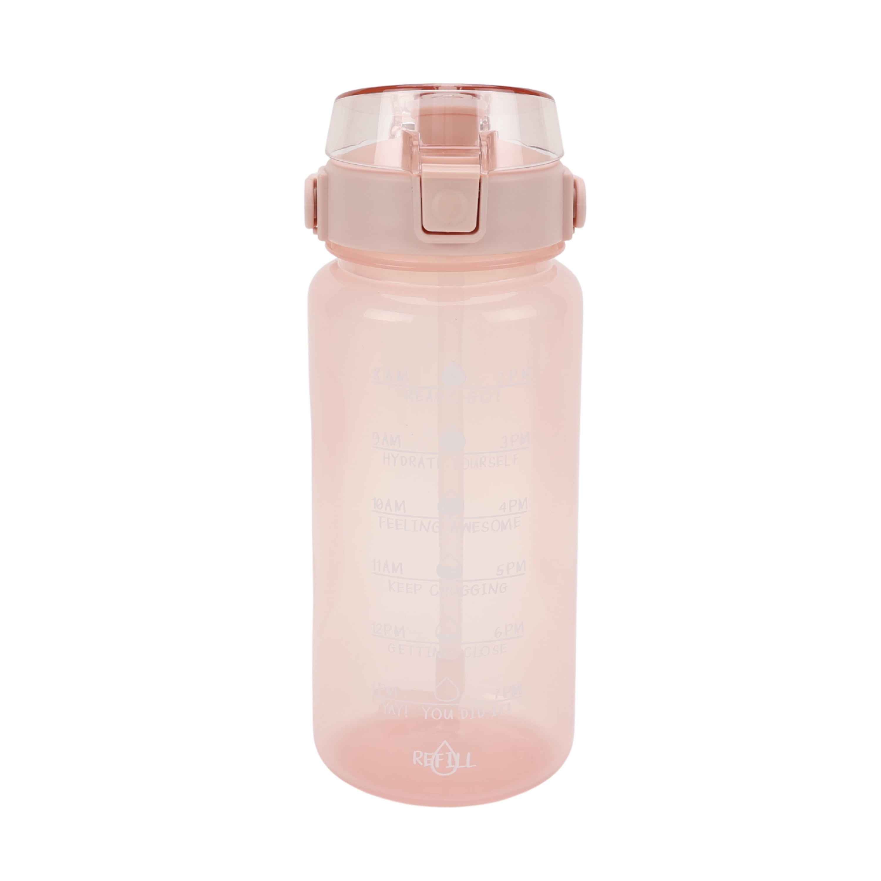 Mainstays 48 oz Pink Plastic Water Bottle with Handle and Built-In Phone Holder