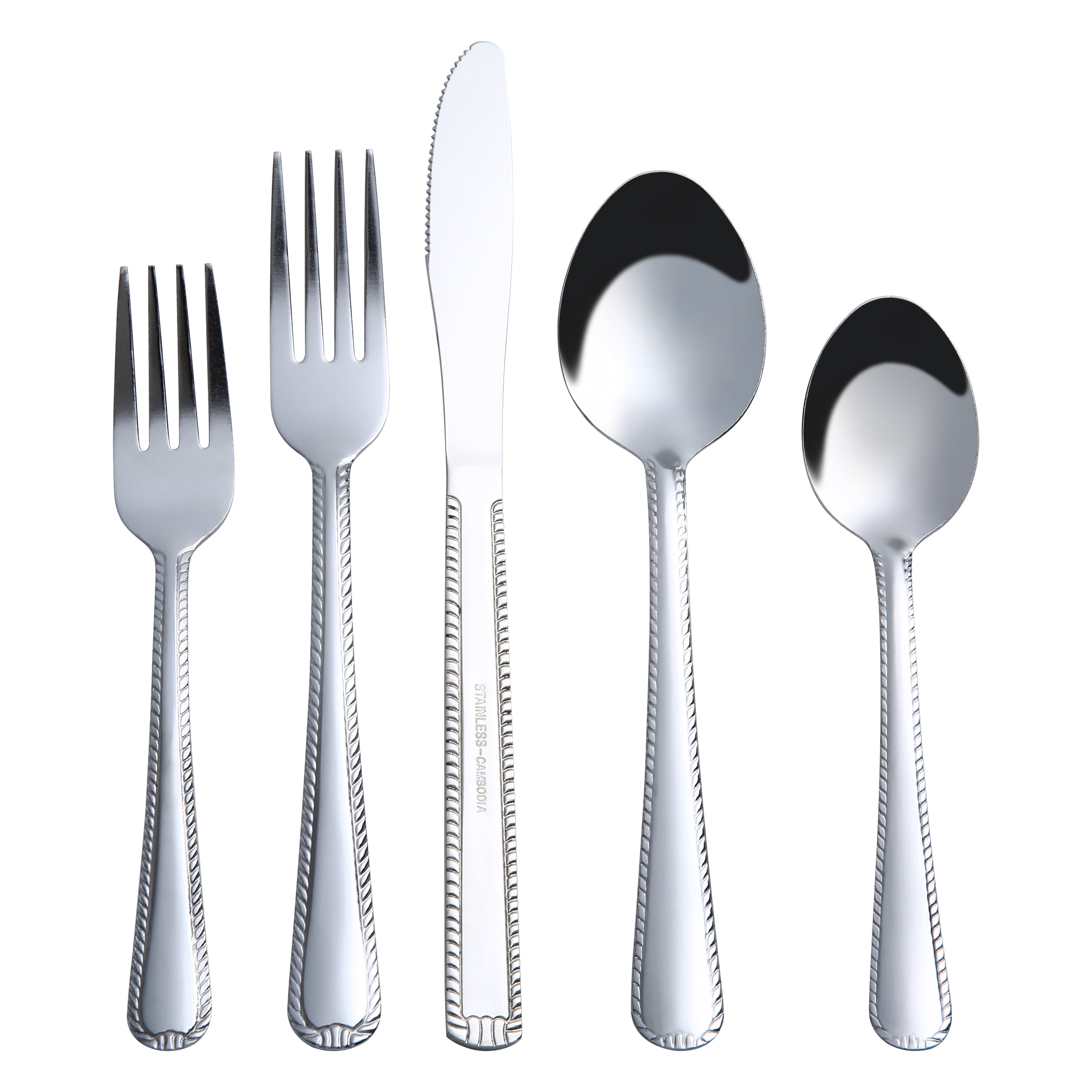 Mainstays 49-Piece Stainless Steel Flatware Set with Tray Organizer, Service for 8