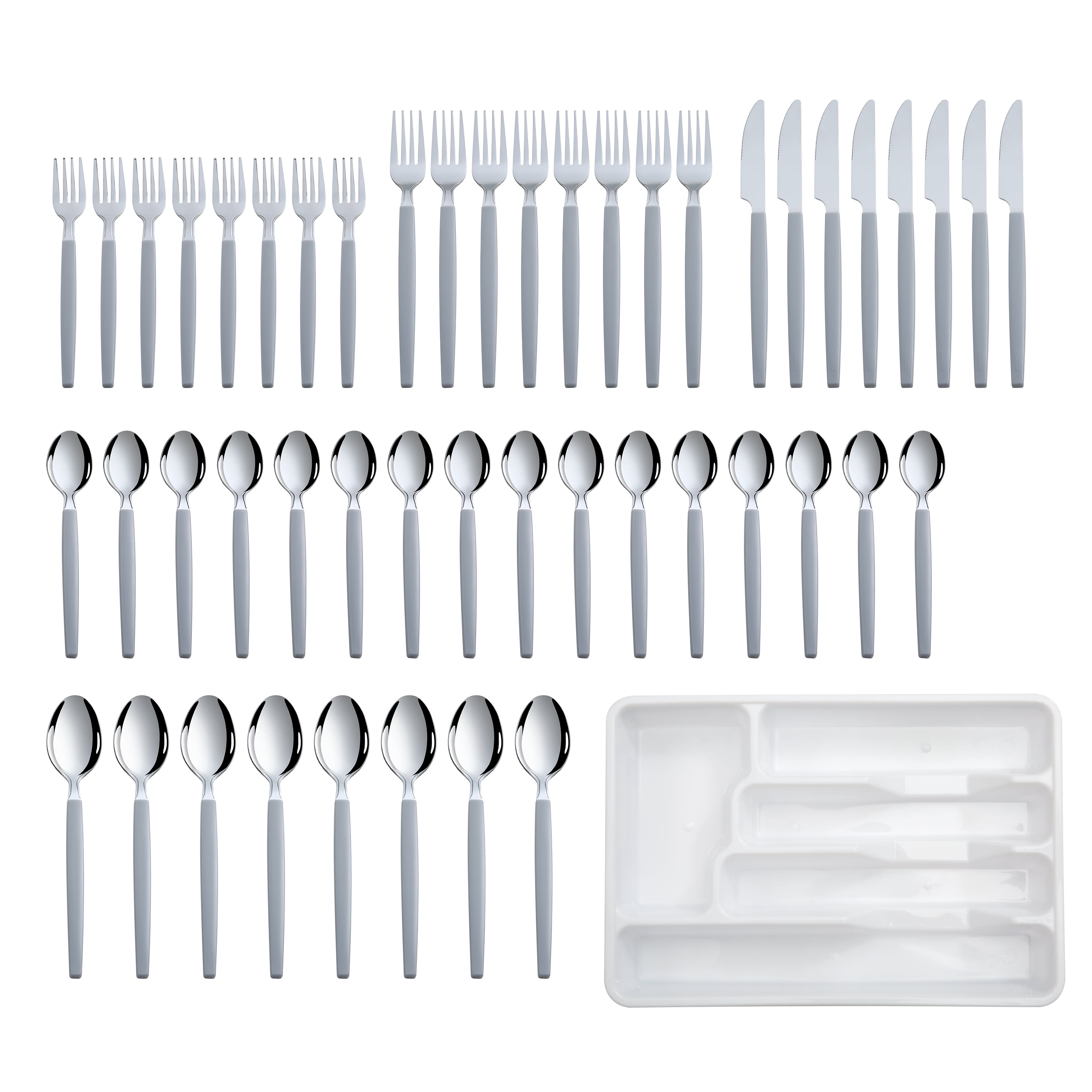 Mainstays 49-Piece Stainless Steel Flatware Set with Plastic Tray