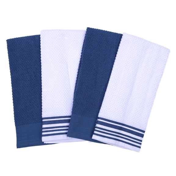 Mainstays 4-Pack 16”x26” Woven Kitchen Towel Set, Blue Corduroy