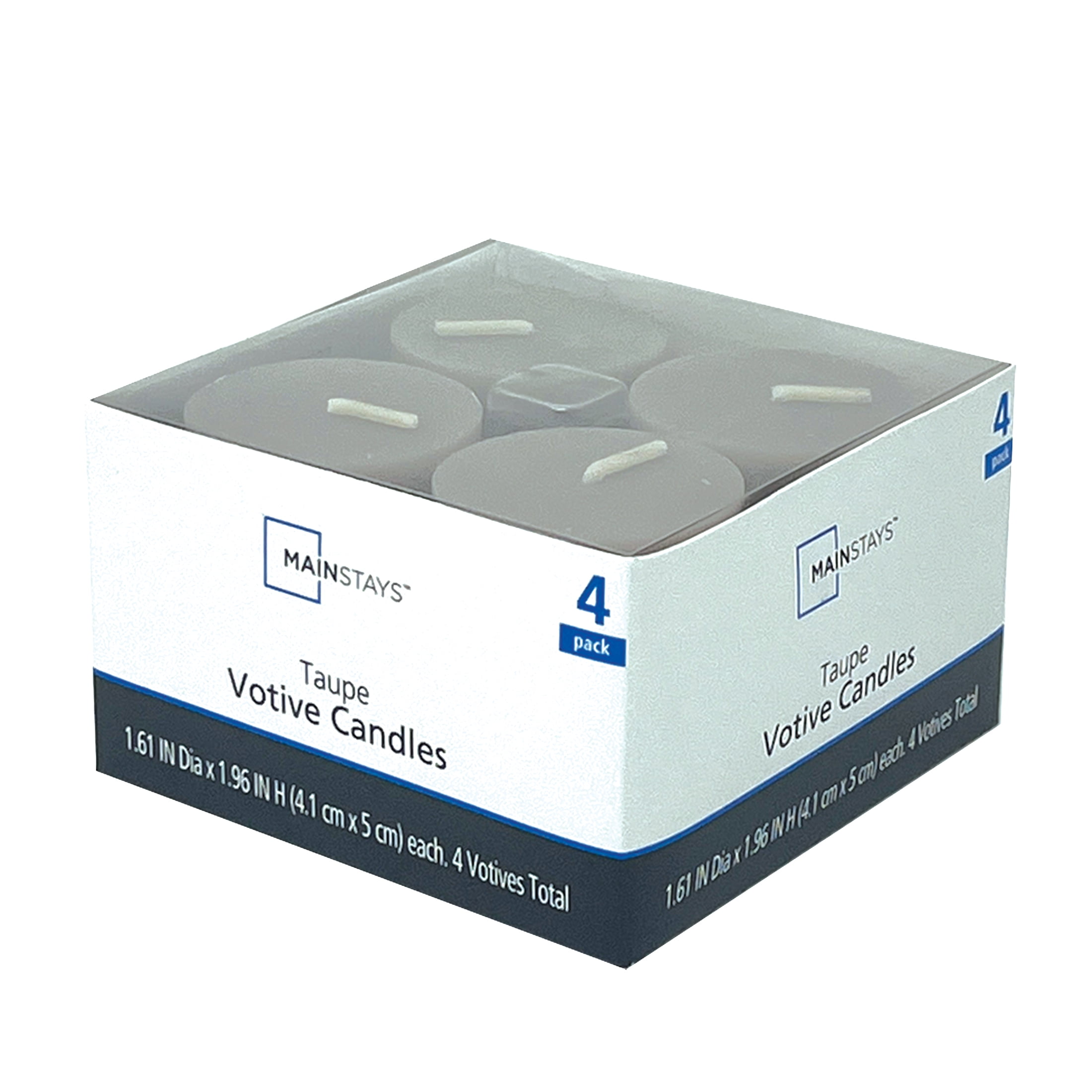 Mainstays Votive Candles, Unscented, Taupe, 4 Pack