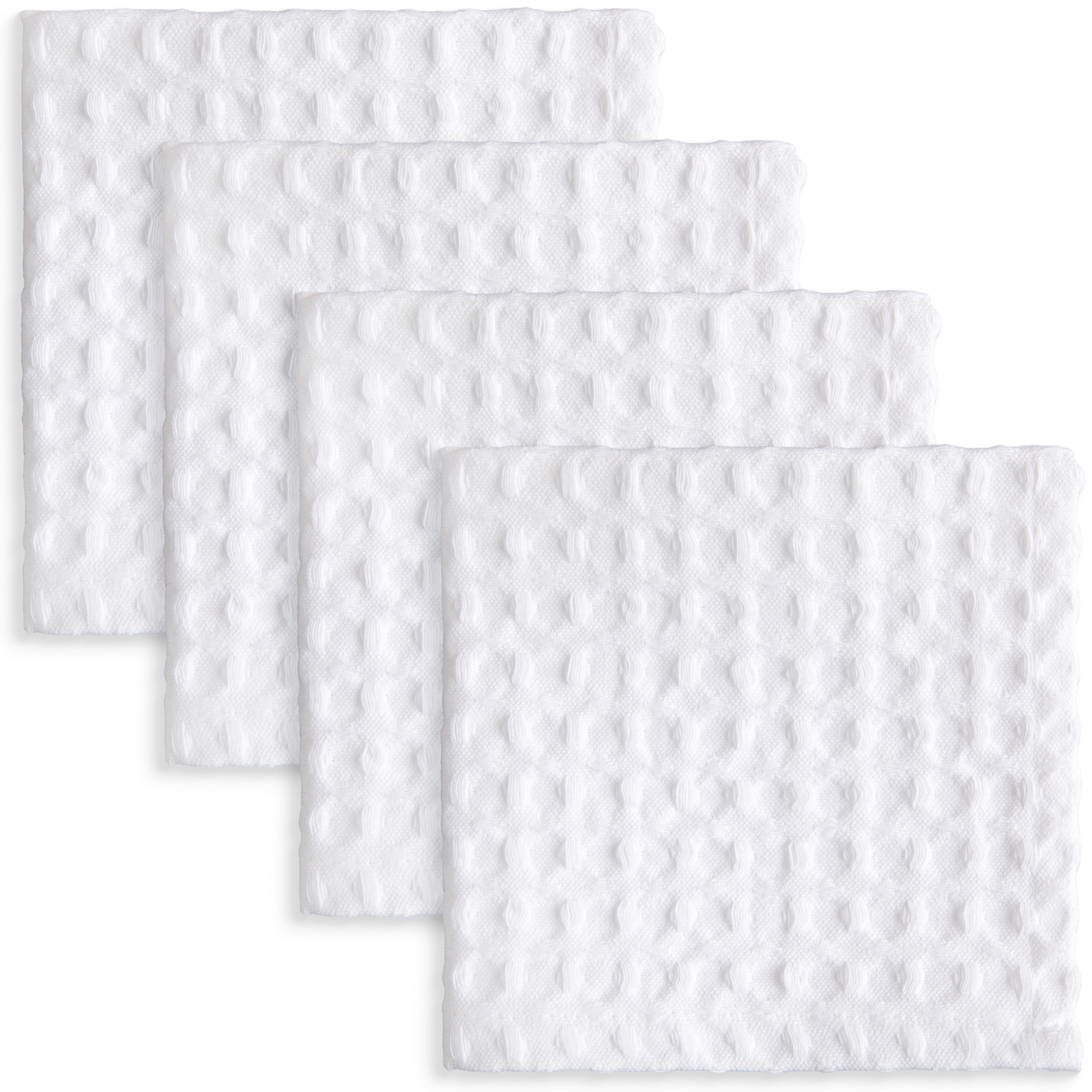 Mainstays Recycled Cotton Waffle Weave 4 Pack Dishcloths, 12 in x 12 in, White