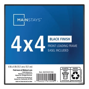 Mainstays 4 x 4 Picture Frame, Black, Front Loading, Wall or Tabletop