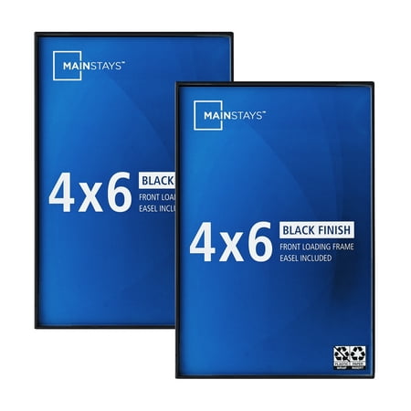 Mainstays 4 x 6 Black Front-Loading Picture Frame Set, Wall or Tabletop, Set of 2