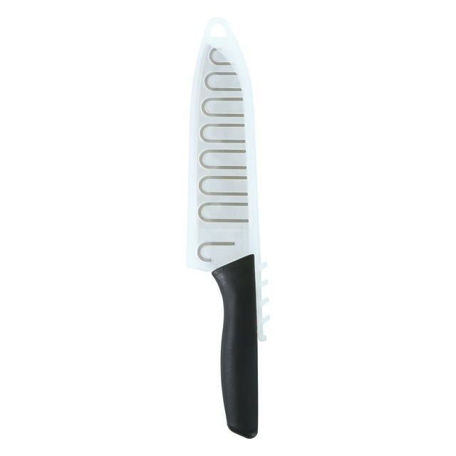 Mainstays 5" Stainless Steel Santoku Kitchen Knife Black with Sheath