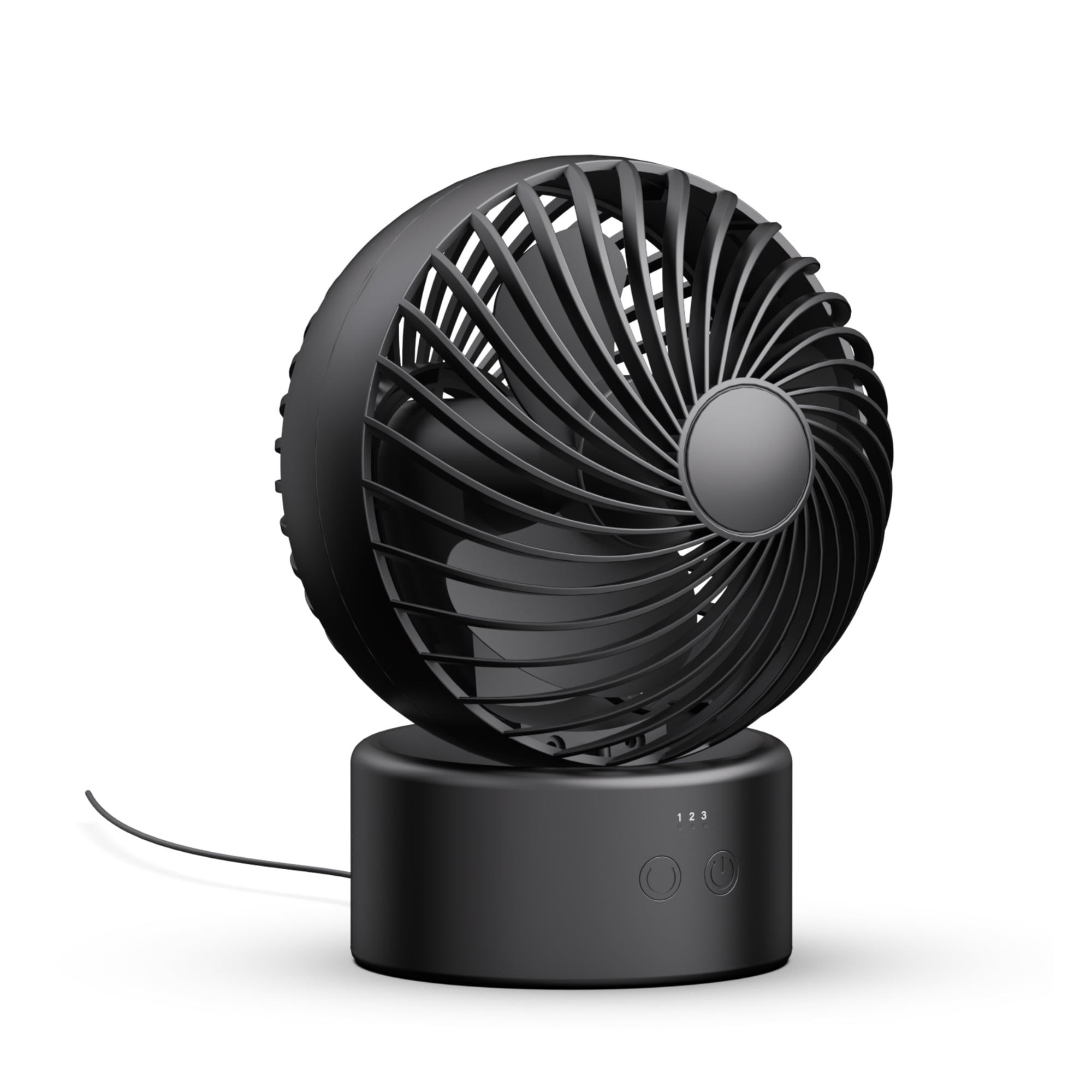 Mainstays 5'' 3-Speed Auto-oscillating Rechargeable Desk Fan, Black