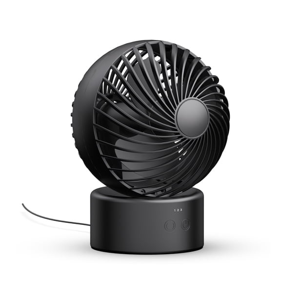 Mainstays 5'' 3-Speed Auto-oscillating Rechargeable Desk Fan, Black