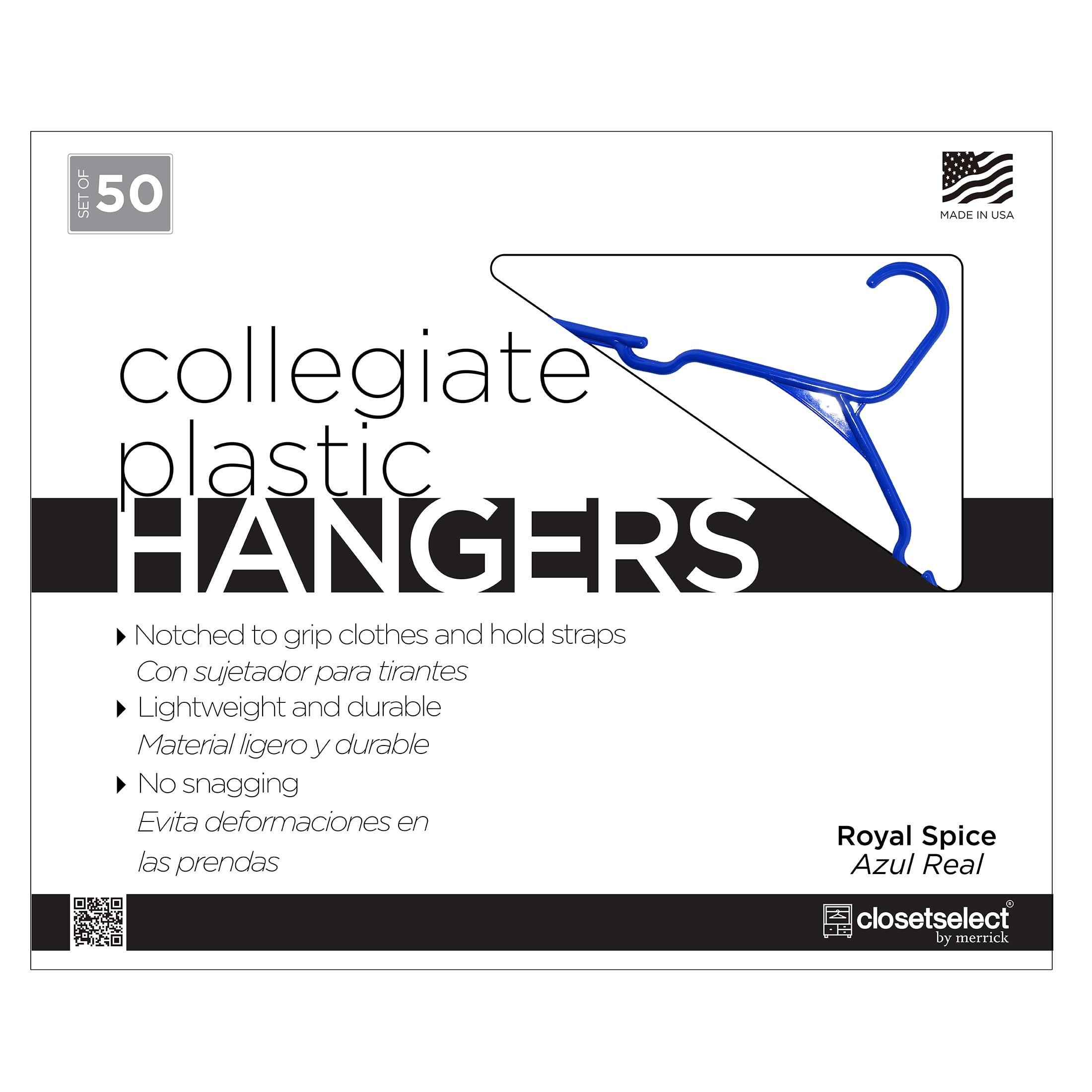 Closetselect Plastic Notched Adult Hangers for Any Clothing Type, Royal Spice 50 Count
