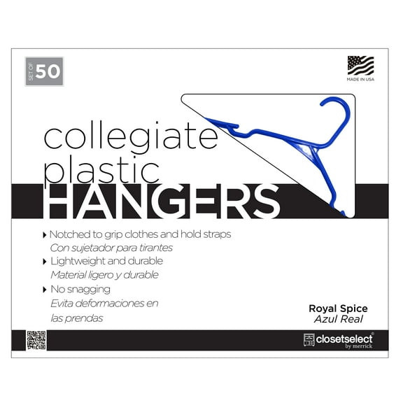 Closetselect Plastic Notched Adult Hangers for Any Clothing Type, Royal Spice 50 Count