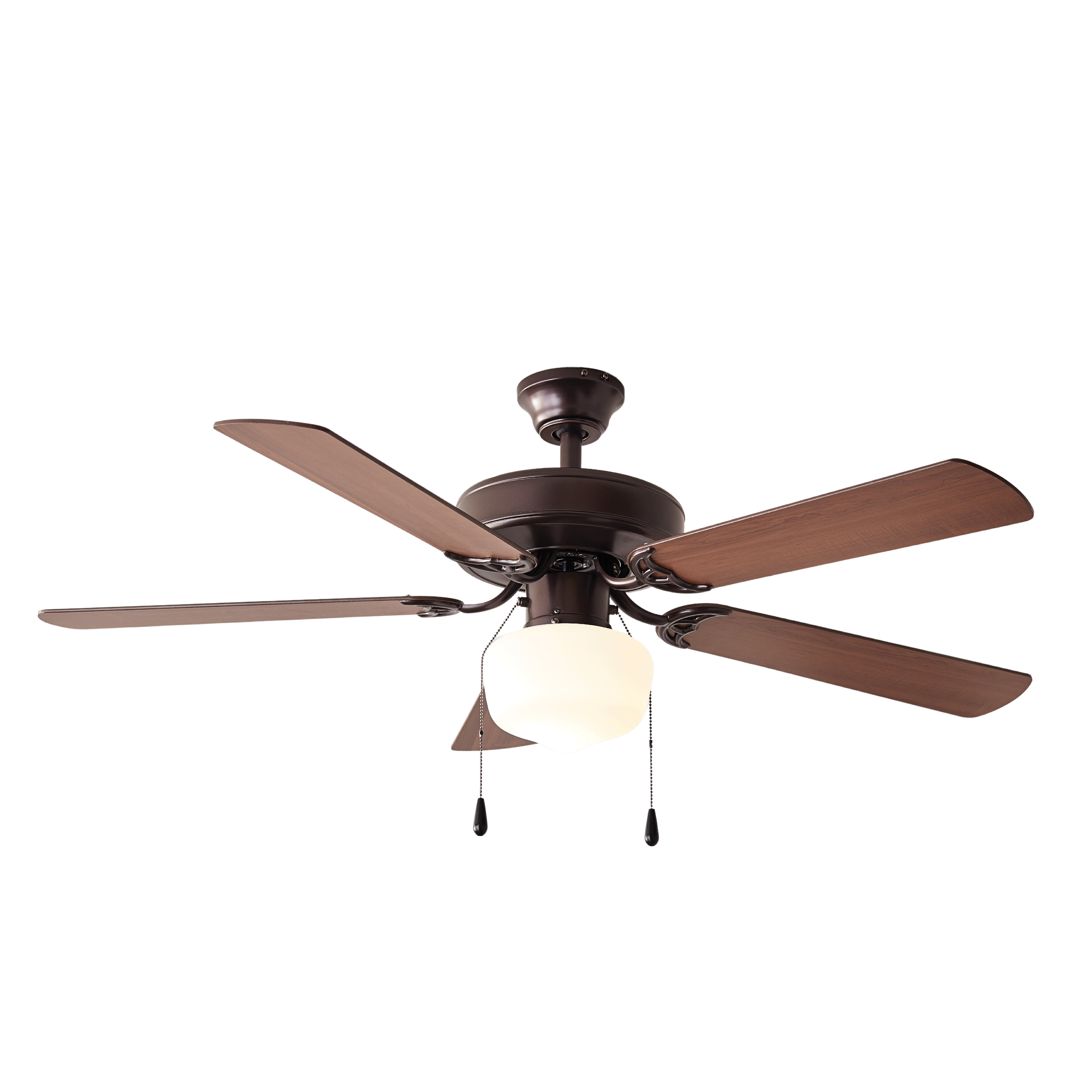 Mainstays 52 in Downrod Ceiling Fan with Light Kit, Bronze, 5 Blades, Reverse Airflow, Bedroom