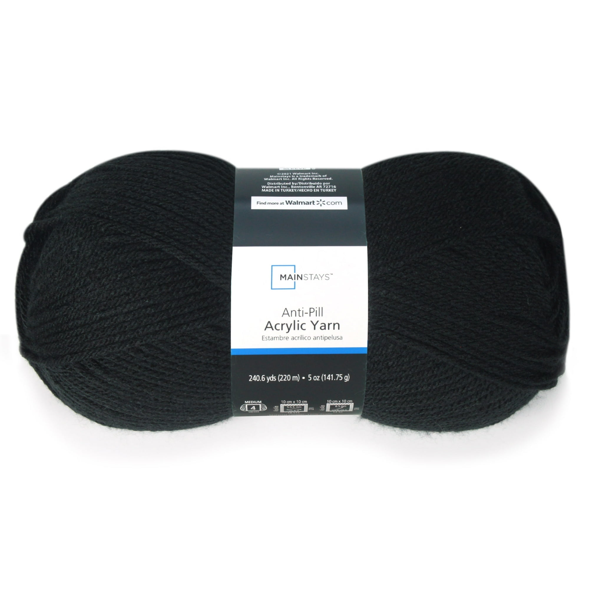 Mainstays Anti-Pill Acrylic Yarn, 5oz, Black - Walmart.com