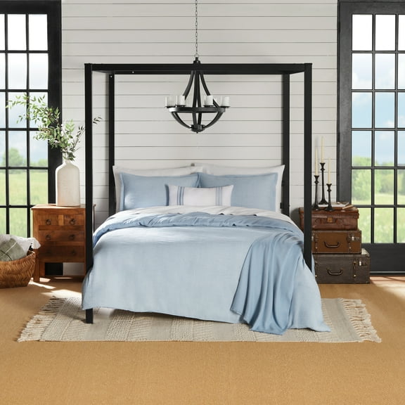 Mainstays Full/Queen Comforter Set, All-Season, 5-Piece, Blue Matelasse Tonal Stripe