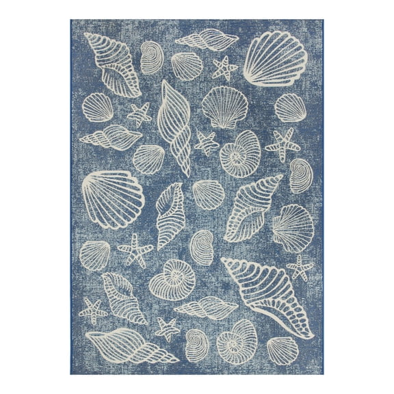 Mainstays 5' x 7' Blue Seashell Outdoor Rug