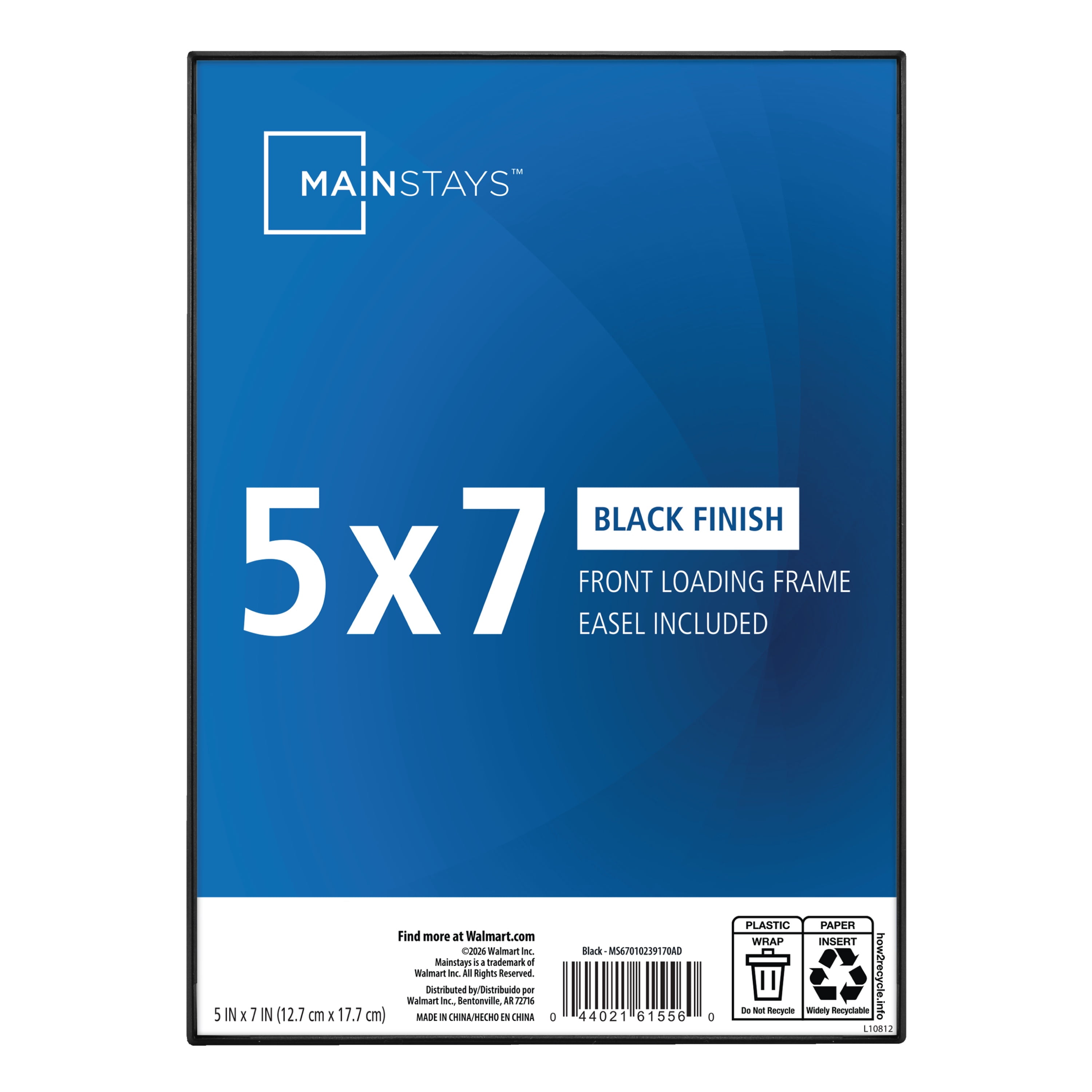 Mainstays 5 x 7 Black Front-Loading Picture Frame, Wall or Tabletop