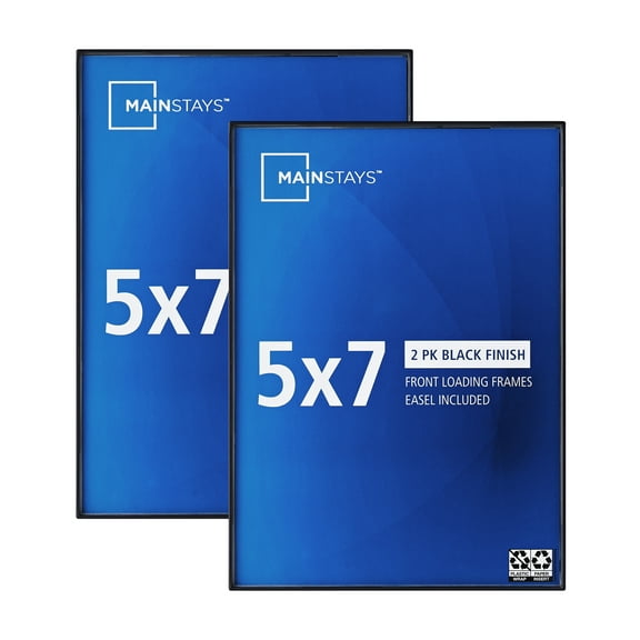 Mainstays – 5x7 Picture Frame – Black Front Loading Wall or Tabletop Photo Frame, Set of 2