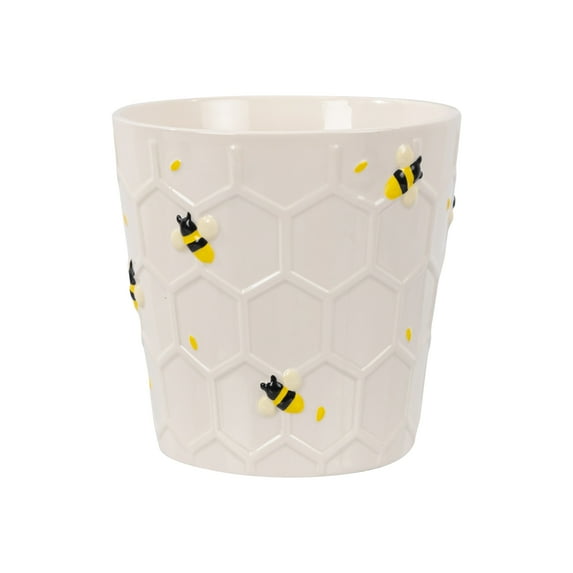 Mainstays 6.25" x 6.25" x 6" Round Cream Ceramic Bee Planter