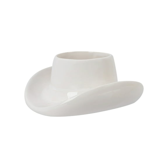 Mainstays White Ceramic Cowboy Hat Planter, 6.8 in x 7.1 in x 3.2 in