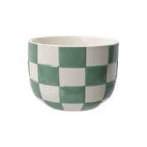 Mainstays Lennon 6" x 6" x 4.5" Round Green Checkered Ceramic Planter