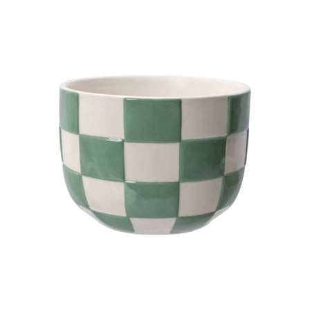 Mainstays Lennon 6" x 6" x 4.5" Round Green Checkered Ceramic Planter