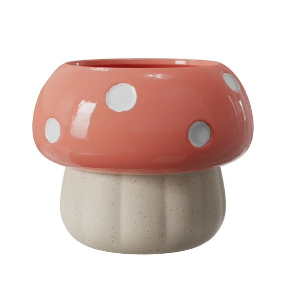 Mainstays 6.1" x 6.1" x 4.8" Ceramic Coral Peony Mushroom Planter