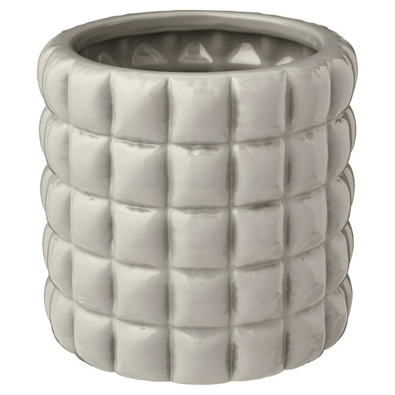 Mainstays Nova 6.25 Inch Round Birch Gray Ceramic Planter with Drainage Hole