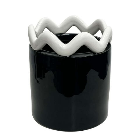 Mainstays Peyson 6" x 6" x 6.9" Round Rich Black Ceramic Planter