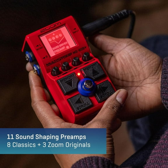 MS-60B+ MultiStomp Bass Effects Pedal with 95+ Effects, Amp Models, Preamps, Chorus, Delays, Reverbs, Filters, Stereo, Tuner & Battery Powered