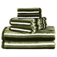 thumbnail image 1 of Mainstays 6-Piece Cotton Striped Towel Set, Green, 1 of 6