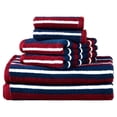 thumbnail image 1 of Mainstays 6-Piece Cotton Striped Towel Set, Navy Blue and Red, 1 of 9