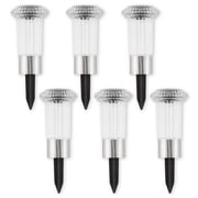 Mainstays Diamond Stainless Steel Solar Powered Mini Bollard Path Light, 6 Pack
