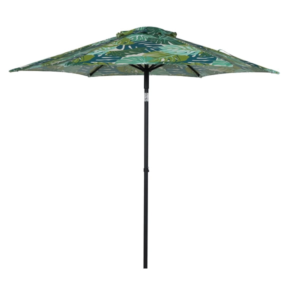 Mainstays Outdoor 7.5' Palm Print Round Market Patio Umbrella, Push-up, 3-Angle Tilt