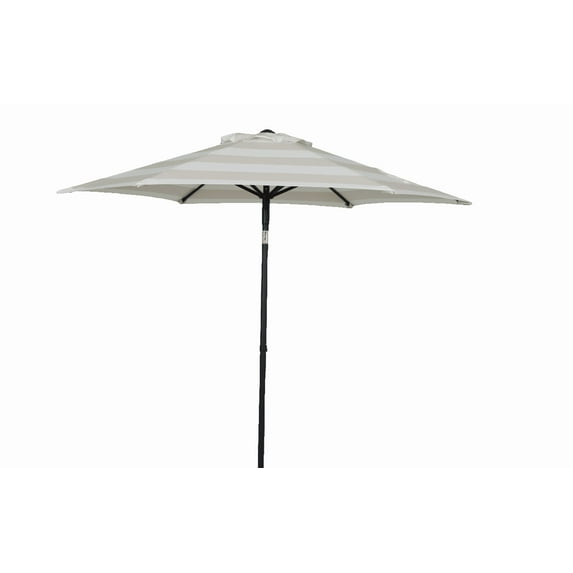 Mainstays Outdoor 7.5' Tan Stripe Round Market Patio Umbrella, Push-Up and 3-Angle Tilt