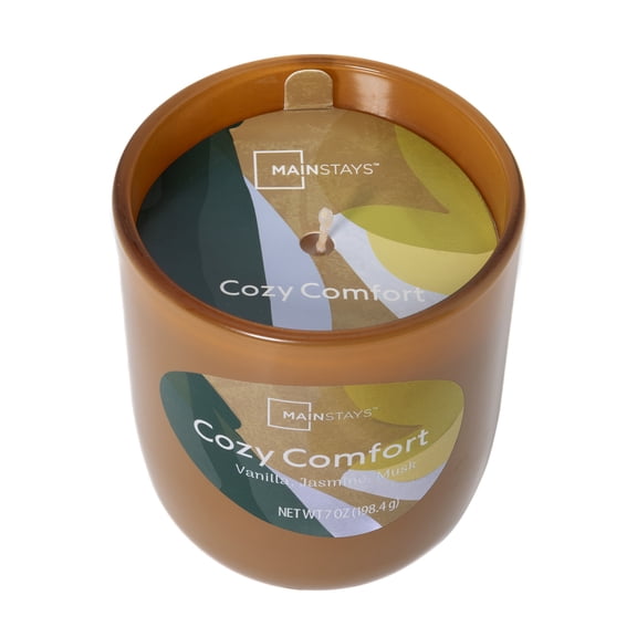 Mainstays 1-Wick Glossy Glass Candle, Cozy Comfort, 7 oz