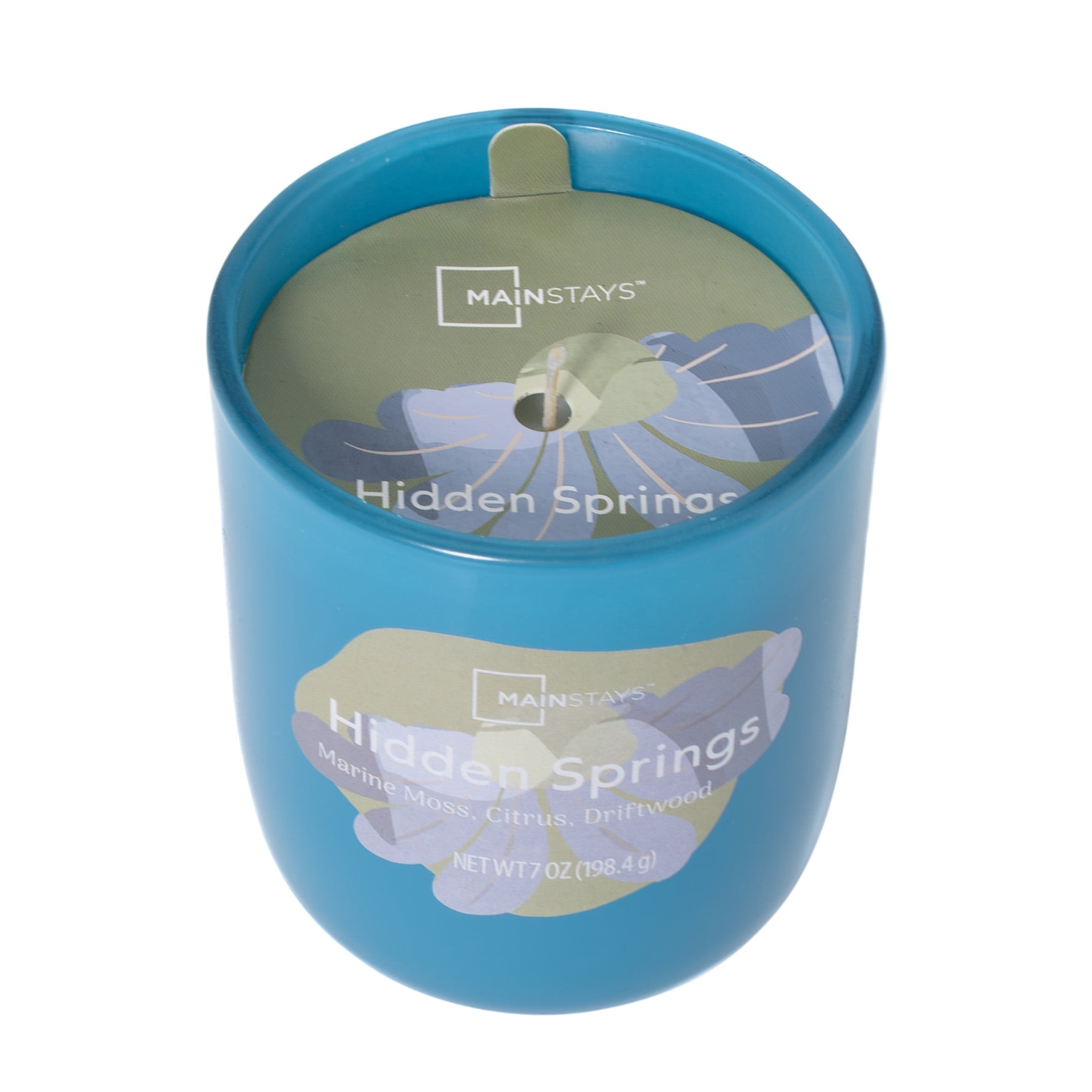 Mainstays 1-Wick Glossy Glass Candle, Hidden Springs, 7 oz