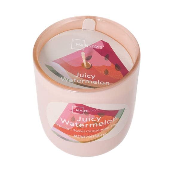 Mainstays 1-Wick Glossy Glass Candle, Juicy Watermelon, 7 oz