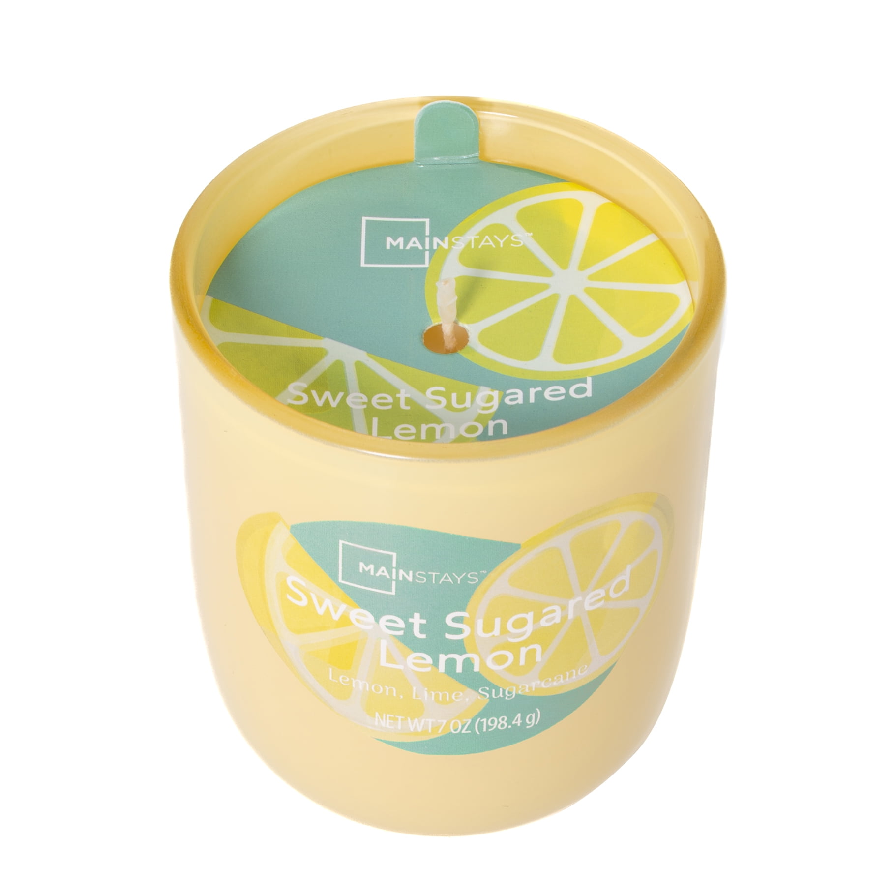 Mainstays Organic 1-Wick Glass Candle, Sweet Sugared Lemon, 7 oz
