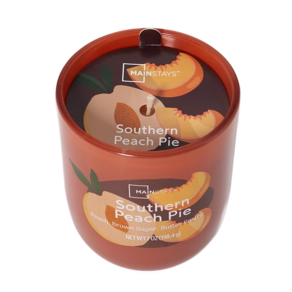 Mainstays 1-Wick Glossy Glass Candle, Southern Peach Pie, 7 oz