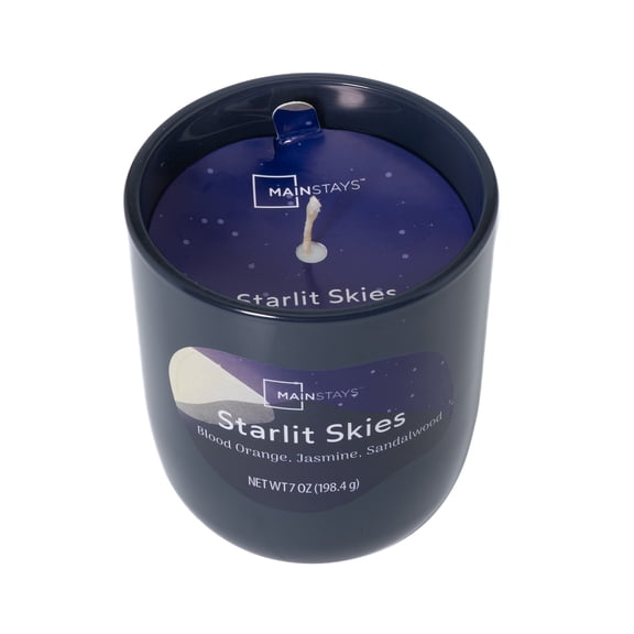 Mainstays 1-Wick Glossy Glass Candle, Starlit Skies, 7 oz