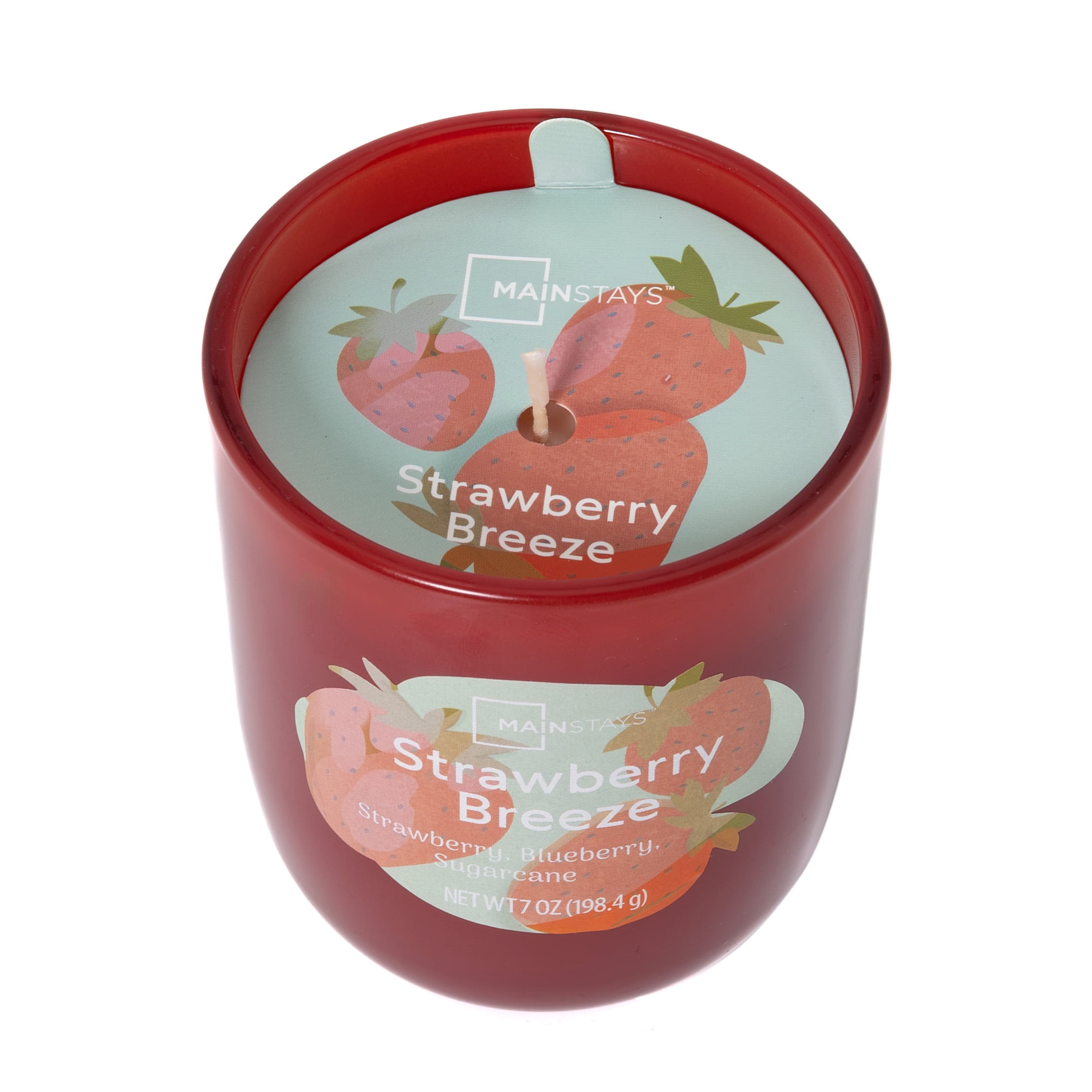 Mainstays 1-Wick Glossy Glass Candle, Strawberry Breeze, 7 oz