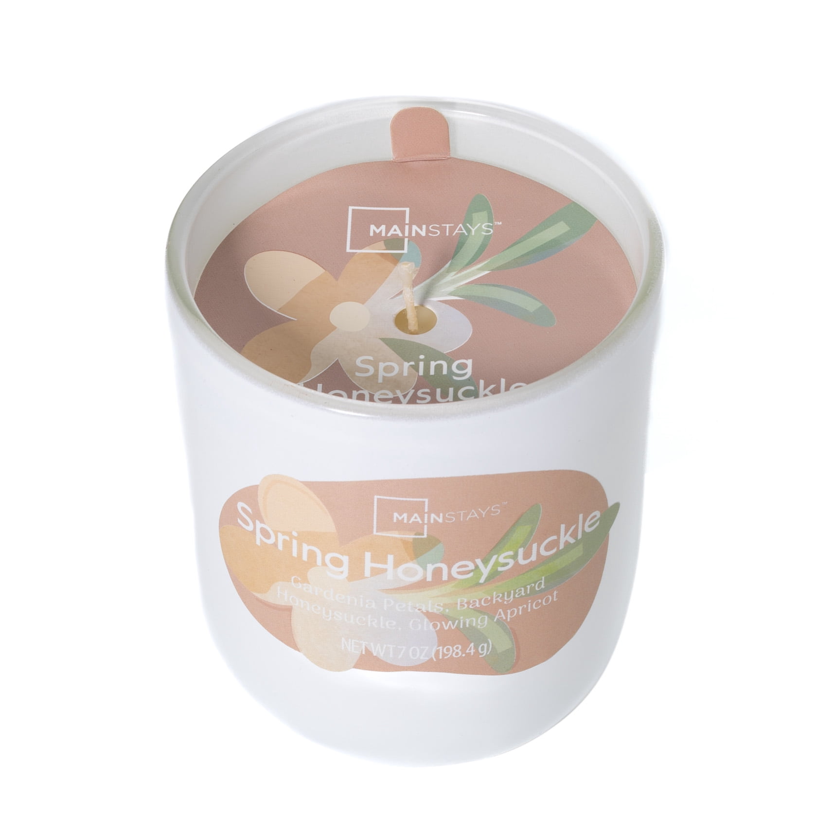 Mainstays Spring Honeysuckle 1-Wick Glossy Glass Candle, 7 oz