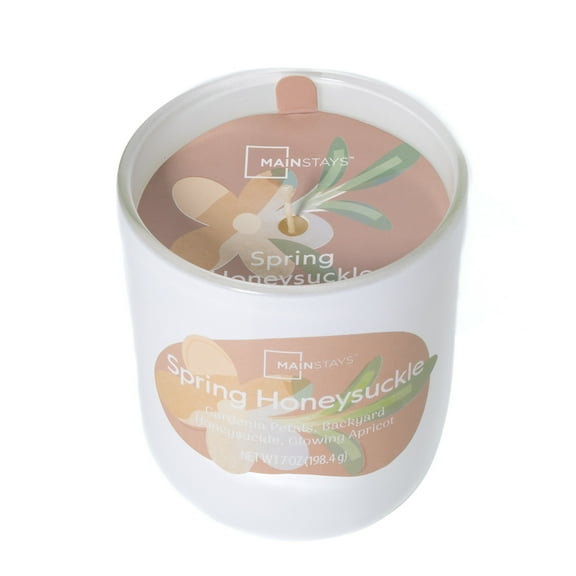 Mainstays 1-Wick Glossy Glass Candle, Spring Honeysuckle, 7 oz
