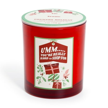 Mainstays 1-Wick Glass Jar Candle, Umm You're Really Hard to Shop For, Country Holiday Scent, 7 oz