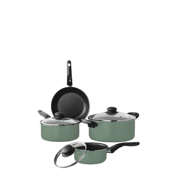Mainstays 7-Piece Non-Stick Cookware Set With Lids in Mossy Green